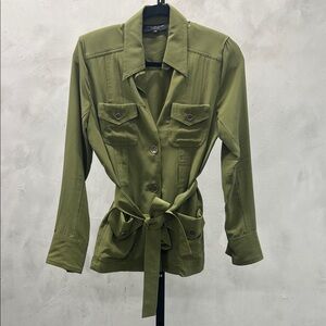 Women's Olive Utility Tie-Waist Jacket